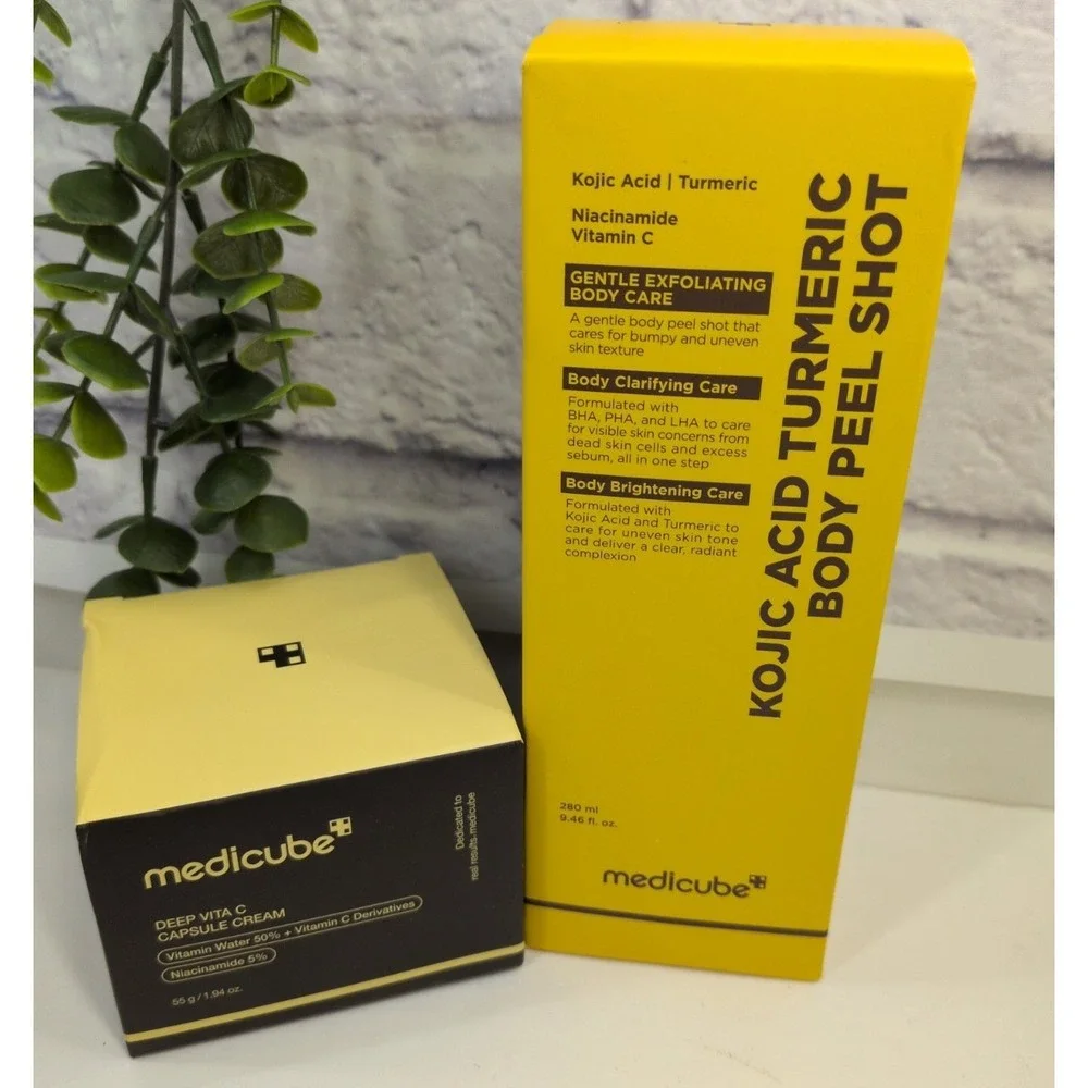 NIB LOT 2🥰Medicube Kojic Acid Turmeric Body Peel Shot Deep Vita C Capsule Cream